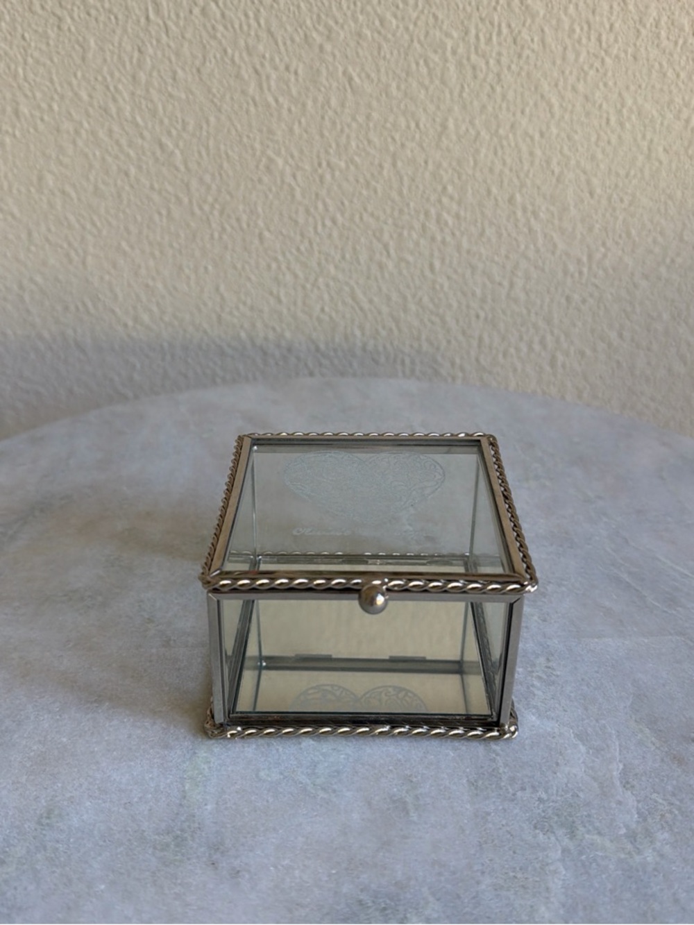 Clear Glass Jewelry Box with Silver Trim - Decorative Display